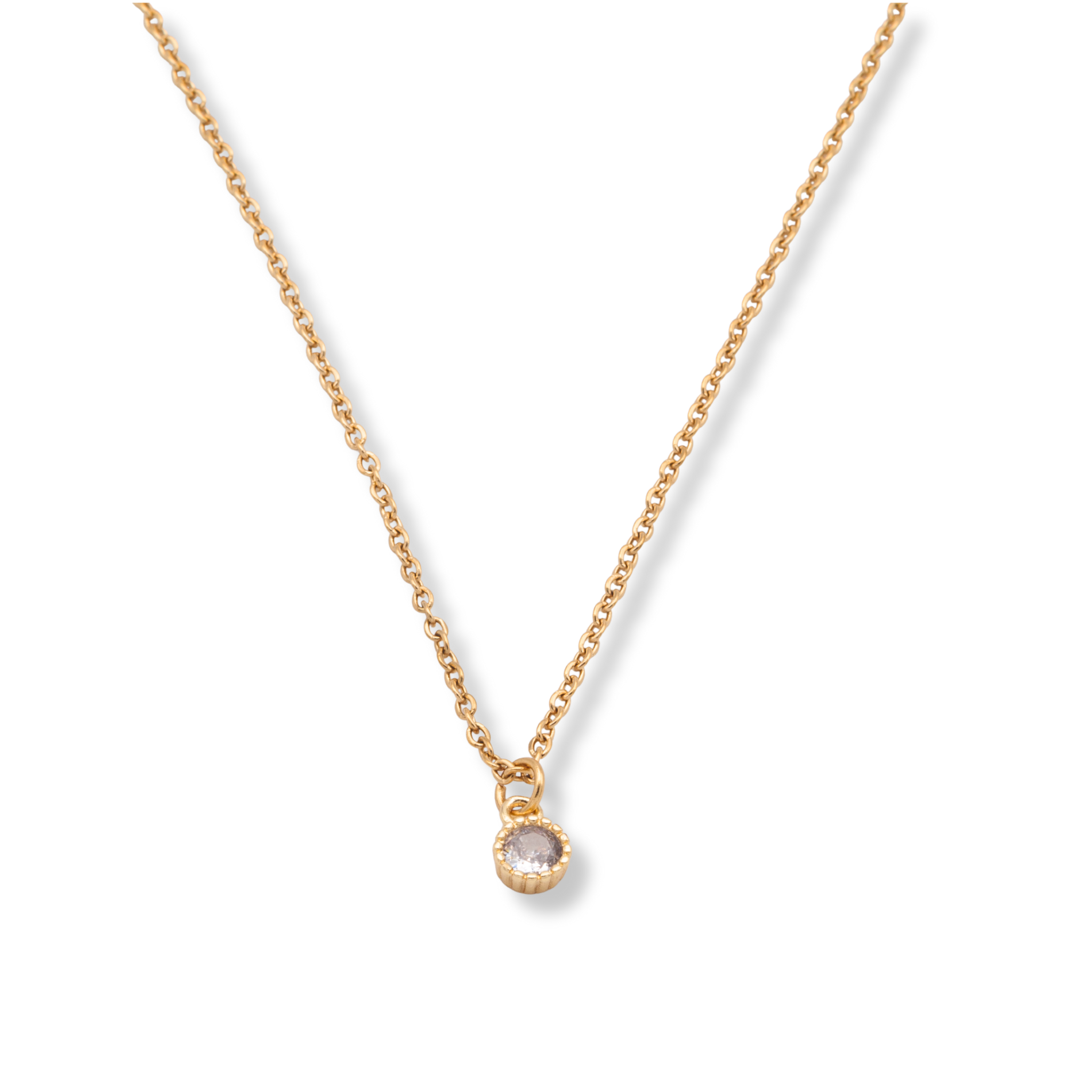 Stilvolle Layering-Halskette mit weißen Perlen, goldfarbener Gliederkette und Strass-Anhänger