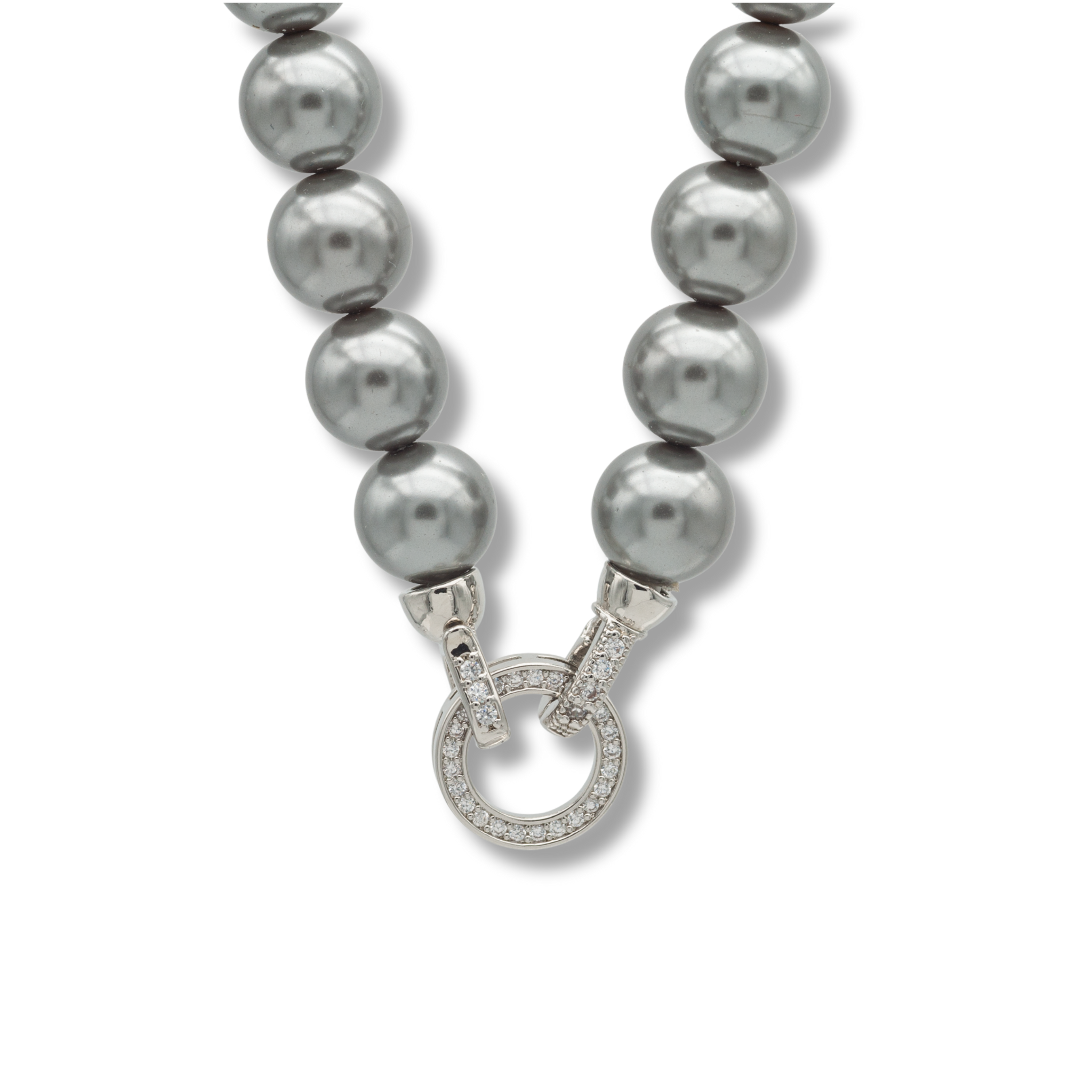 Mother of Pearl Kette grau 8 mm mit Strass-Ringverschluss